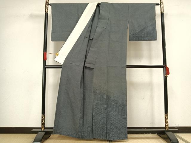 平和屋着物▽本塩沢 訪問着 単衣 110亀甲 割付き文 正絹 逸品 AAAV2879fy