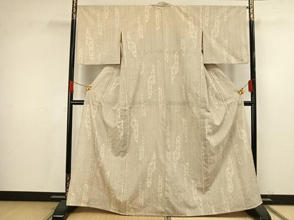 平和屋着物▽本塩沢　単衣　霞花文　正絹　逸品　AAAV2880fy