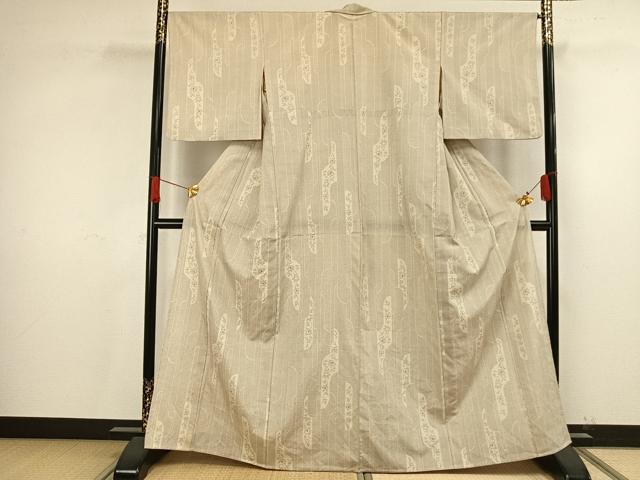 平和屋着物▽本塩沢　単衣　霞花文　正絹　逸品　AAAV2880fy