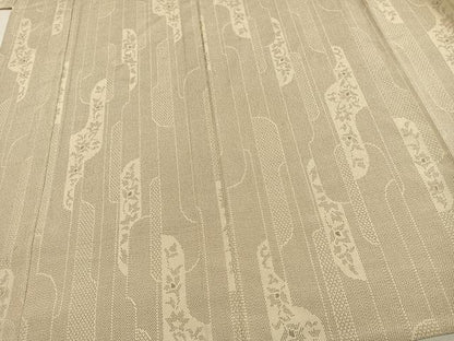 平和屋着物▽本塩沢　単衣　霞花文　正絹　逸品　AAAV2880fy
