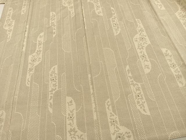 平和屋着物▽本塩沢　単衣　霞花文　正絹　逸品　AAAV2880fy