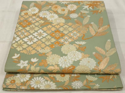 平和屋着物◎六通柄袋帯 唐織 花菱文 金糸 正絹 逸品 AAAV2897st