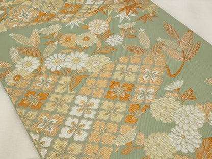 平和屋着物◎六通柄袋帯 唐織 花菱文 金糸 正絹 逸品 AAAV2897st