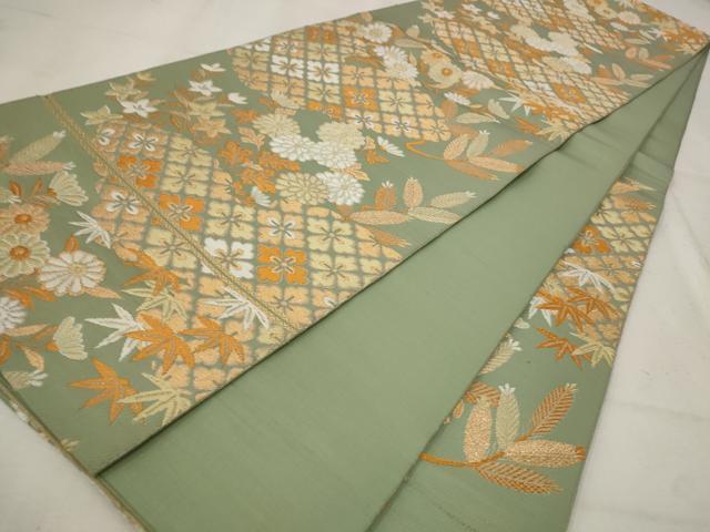 平和屋着物◎六通柄袋帯 唐織 花菱文 金糸 正絹 逸品 AAAV2897st