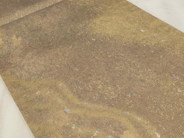 未使用✨六通柄袋帯　霞文　引箔　正絹☆ 平和屋着物▽六通柄袋帯 霞文 金彩 陶漆箔 引箔 正絹