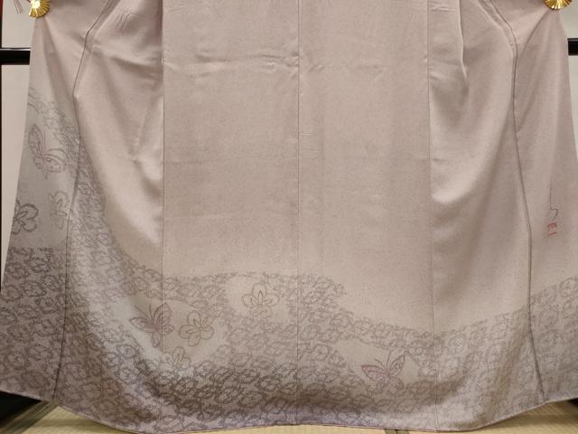 平和屋着物□中嶋まさひろ 蝋彩染作家 訪問着 花蝶文 正絹