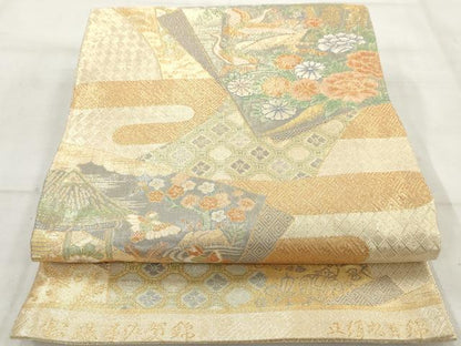 平和屋着物◎佐賀錦 六通柄袋帯 鳳凰花文 金糸 正絹 逸品 AAAV3037sg