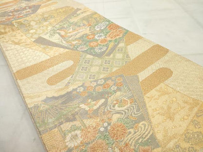 平和屋着物◎佐賀錦 六通柄袋帯 鳳凰花文 金糸 正絹 逸品 AAAV3037sg