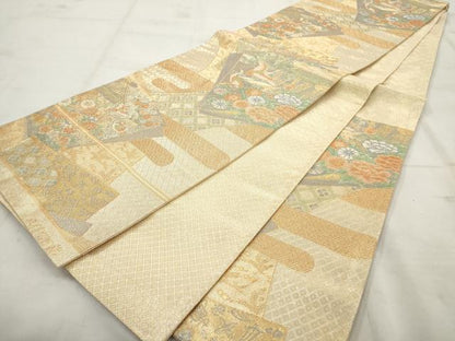 平和屋着物◎佐賀錦 六通柄袋帯 鳳凰花文 金糸 正絹 逸品 AAAV3037sg