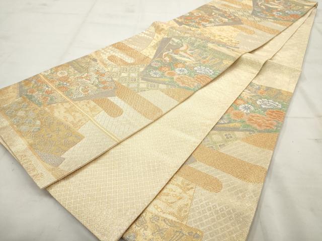 平和屋着物◎佐賀錦 六通柄袋帯 鳳凰花文 金糸 正絹 逸品 AAAV3037sg