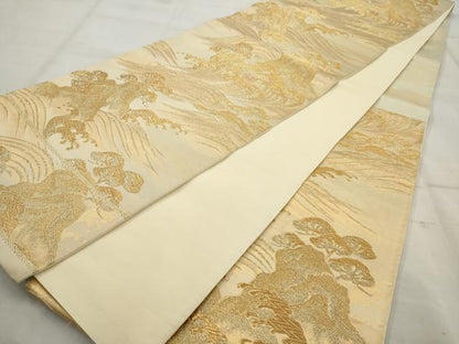 平和屋着物◎六通柄袋帯 立波文 金糸 正絹 逸品 AAAV3048sg