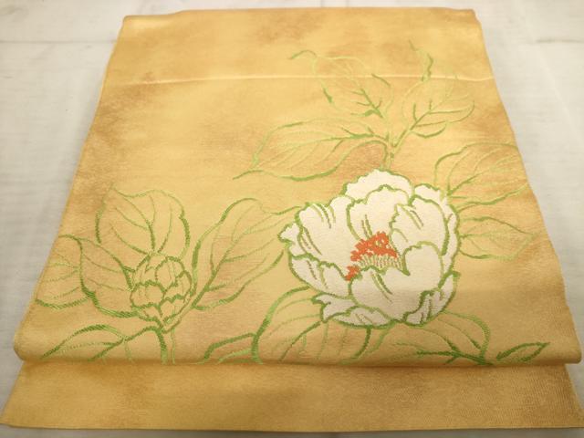 平和屋着物◎太鼓柄袋帯 唐織 草花文 正絹 逸品 AAAV3123dt