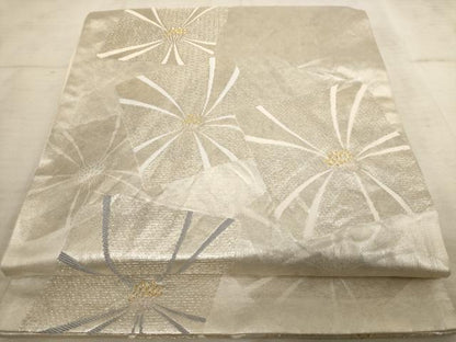 平和屋着物◎六通柄袋帯 色紙花文 金銀糸 正絹 逸品 AAAV3128dt