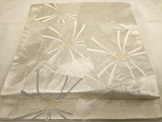 平和屋着物◎六通柄袋帯 色紙花文 金銀糸 正絹 逸品 AAAV3128dt