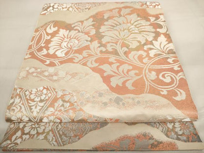 平和屋着物◎六通柄袋帯　花唐草花文　正絹　逸品　AAAV3156dt