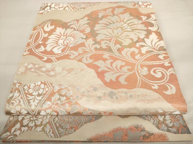 平和屋着物◎六通柄袋帯　花唐草花文　正絹　逸品　AAAV3156dt