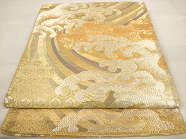 平和屋着物◎六通柄袋帯 立波文 金銀糸 正絹 逸品 AAAV3162dt