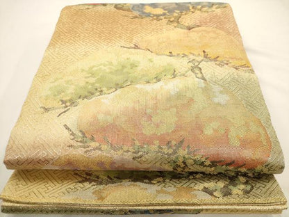 平和屋着物◎佐賀錦 六通柄袋帯 松 金糸 正絹 逸品 AAAV3181dt