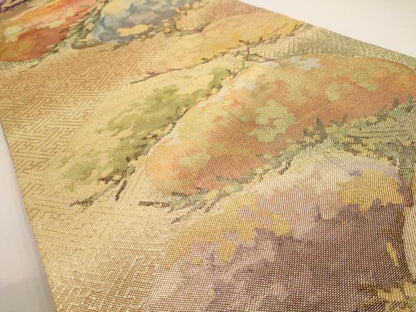 平和屋着物◎佐賀錦 六通柄袋帯 松 金糸 正絹 逸品 AAAV3181dt