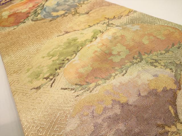 平和屋着物◎佐賀錦 六通柄袋帯 松 金糸 正絹 逸品 AAAV3181dt