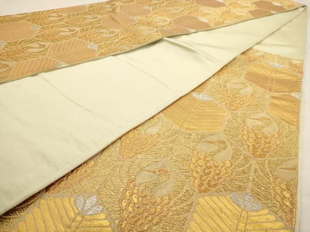平和屋着物◎六通柄袋帯 鶴 松 金銀糸 正絹 逸品 AAAV3196dt