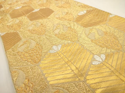 平和屋着物◎六通柄袋帯 鶴 松 金銀糸 正絹 逸品 AAAV3196dt