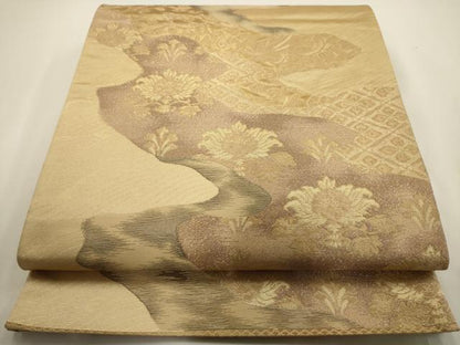 平和屋着物◎太鼓柄袋帯 道長花鳥文 金糸 正絹 逸品 AAAV3287sx