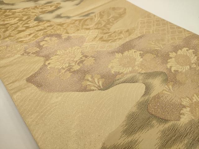 平和屋着物◎太鼓柄袋帯 道長花鳥文 金糸 正絹 逸品 AAAV3287sx