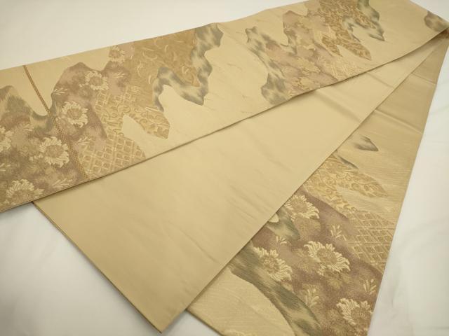 平和屋着物◎太鼓柄袋帯 道長花鳥文 金糸 正絹 逸品 AAAV3287sx