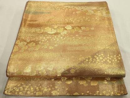 平和屋着物◎六通柄袋帯 霞箔散らし文様 金糸 正絹 逸品 AAAV3306sx