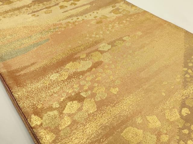 平和屋着物◎六通柄袋帯 霞箔散らし文様 金糸 正絹 逸品 AAAV3306sx