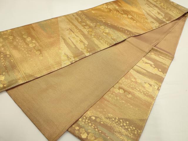 平和屋着物◎六通柄袋帯 霞箔散らし文様 金糸 正絹 逸品 AAAV3306sx