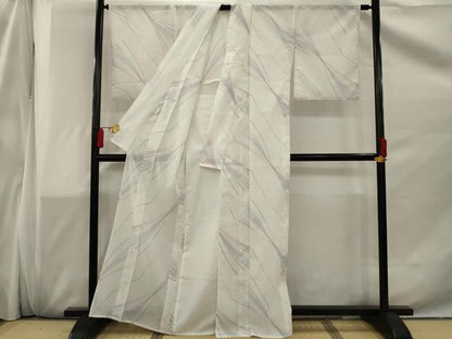 平和屋着物＊夏物 小紋 絽 幾何学文様 洗える着物 AAAV3527sx