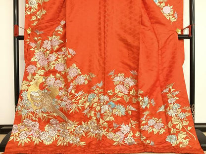 平和屋本店●お引きずり・お引き摺り・引き振袖　和装　結婚式　舞妓　芸妓　芸者　衣装　刺繍　花鳥文　金銀糸　逸品　AAAV3832es