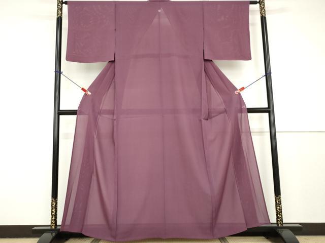 平和屋着物＊夏物 色無地 絽 葡萄色 正絹 逸品 AAAV4295cs