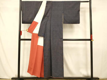 平和屋着物■上質な紬　花菱文　正絹　逸品　AAAV4609fw