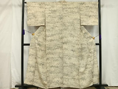 平和屋着物▽上質な小紋 単衣 幾何学文 正絹 逸品 AAAV4925mf
