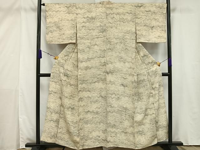 平和屋着物▽上質な小紋 単衣 幾何学文 正絹 逸品 AAAV4925mf
