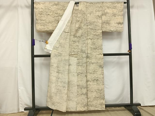 平和屋着物▽上質な小紋 単衣 幾何学文 正絹 逸品 AAAV4925mf
