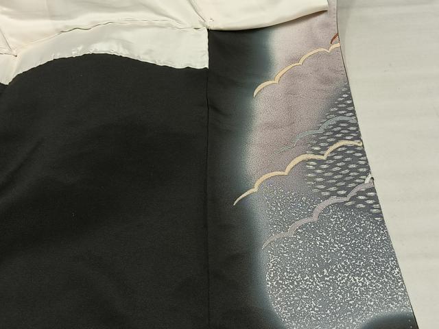 平和屋着物■豪華黒留袖　駒刺繍　流水松文　暈し染め　金彩　正絹　逸品　AAAV5094mf