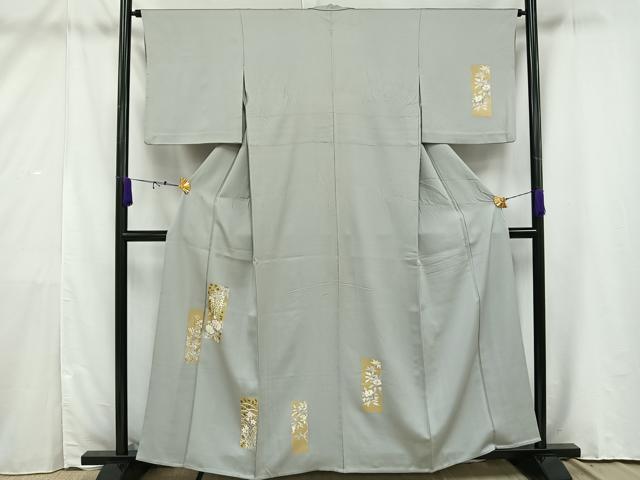 平和屋着物▽訪問着 単衣 熨斗草花文 金彩 正絹 逸品 AAAV5206mf
