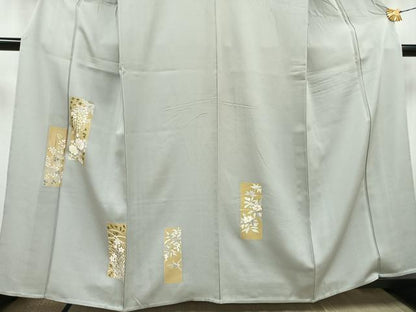 平和屋着物▽訪問着 単衣 熨斗草花文 金彩 正絹 逸品 AAAV5206mf