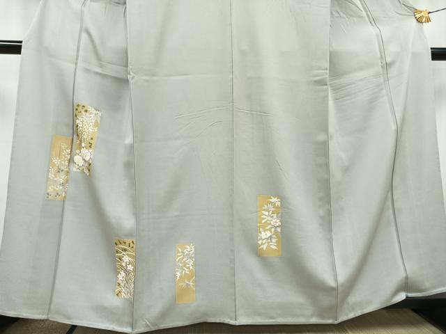 平和屋着物▽訪問着 単衣 熨斗草花文 金彩 正絹 逸品 AAAV5206mf