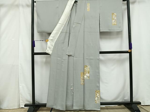 平和屋着物▽訪問着 単衣 熨斗草花文 金彩 正絹 逸品 AAAV5206mf