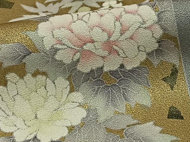 平和屋着物▽訪問着 単衣 熨斗草花文 金彩 正絹 逸品 AAAV5206mf