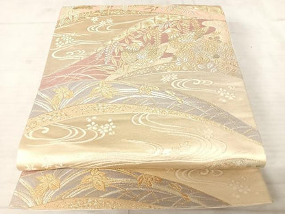平和屋着物◎六通柄袋帯 花鳥文 金銀糸 正絹 逸品 AAAV5458yx
