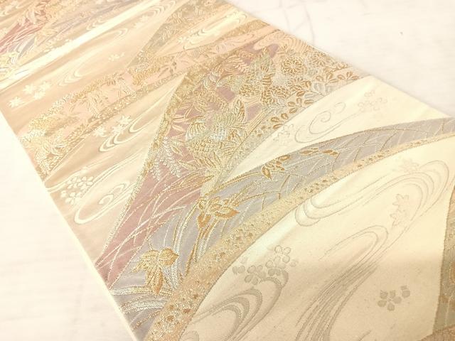 平和屋着物◎六通柄袋帯 花鳥文 金銀糸 正絹 逸品 AAAV5458yx