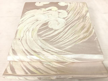 平和屋着物◎六通柄袋帯 立波文 銀糸 正絹 逸品 AAAV5467yx