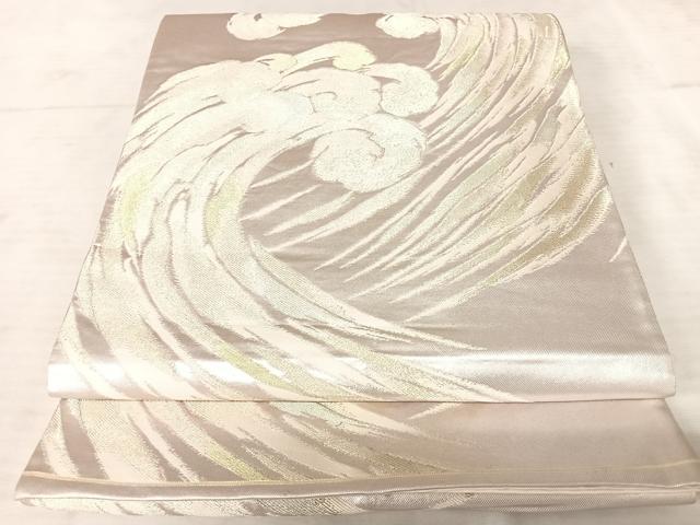 平和屋着物◎六通柄袋帯 立波文 銀糸 正絹 逸品 AAAV5467yx