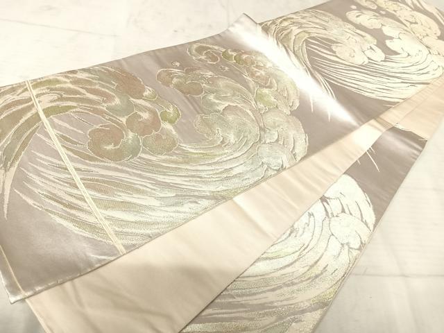 平和屋着物◎六通柄袋帯 立波文 銀糸 正絹 逸品 AAAV5467yx